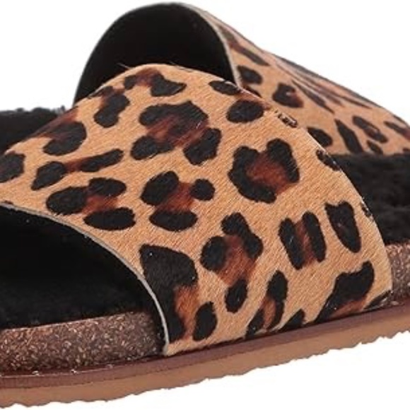 New Vince Camuto Women's Kanadial Slide Sandal Suede calf Hair Faux Fur Slip On - Picture 2 of 9